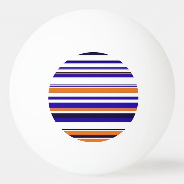 Pelota De Ping Pong Rayas naranjas azules (Anverso)