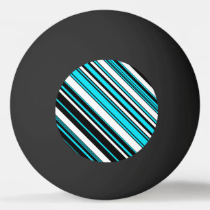 Pelota De Ping Pong Rayas negras blancas y aqua lindas