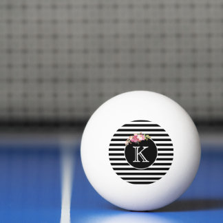 Pelota De Ping Pong Rayas Negras y Blancas con Monograma