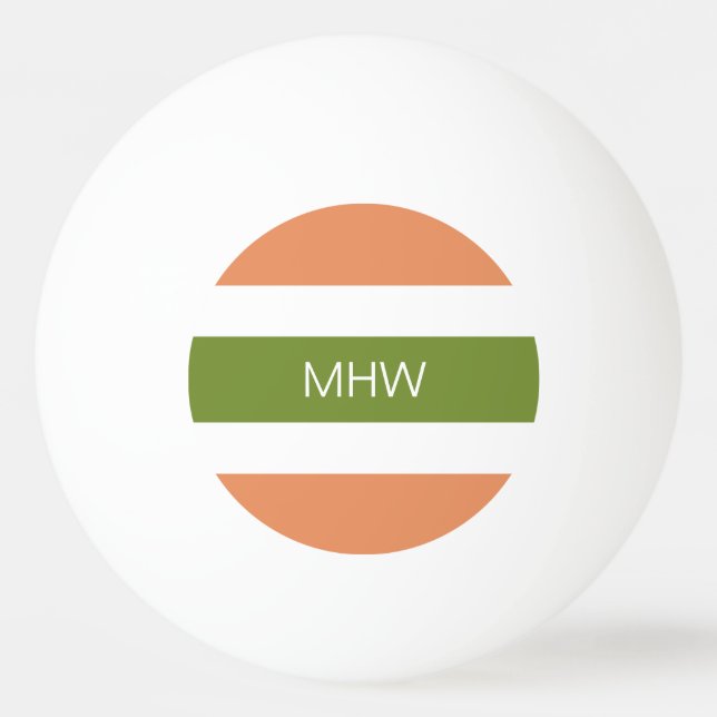 Pelota De Ping Pong Rayas Patrón personalizado monograma ping pong bol (Reverso)