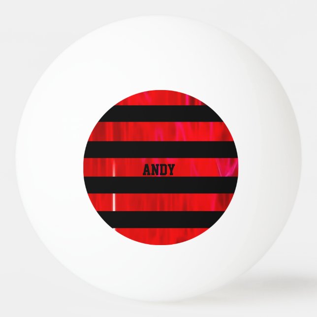 Pelota De Ping Pong Rayas rojas y negras texturadas (Anverso)