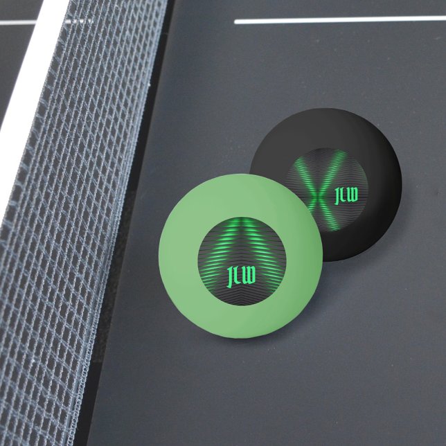 Pelota De Ping Pong Rayas verdes y negras resumen con iniciales (Subido por el creador)