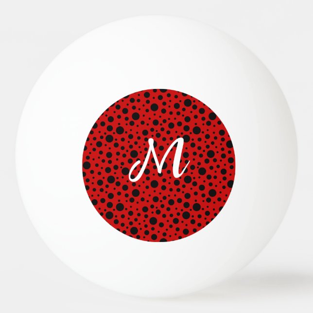 Pelota De Ping Pong Red and black polka dots funny ladybug (Anverso)