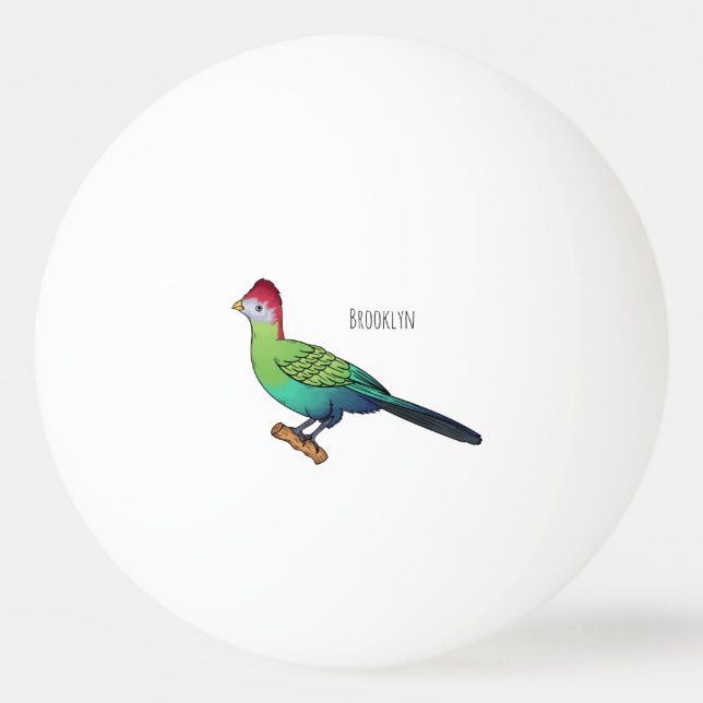 Pelota De Ping Pong Red-crested turaco bird cartoon illustration (Anverso)