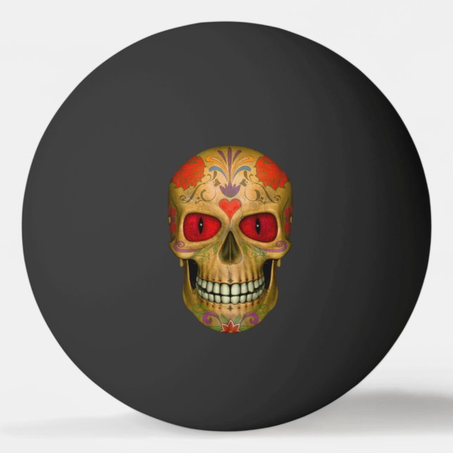 Pelota De Ping Pong Red Eyed Sugar Skull Zombie Undead (Anverso)