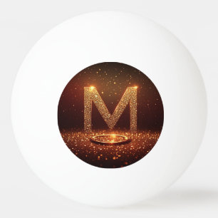 Pelota De Ping Pong Regalo de monograma de letra M con brillo dorado