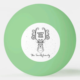 Pelota De Ping Pong Reindeer blanco y negro mágico de Año Nuevo