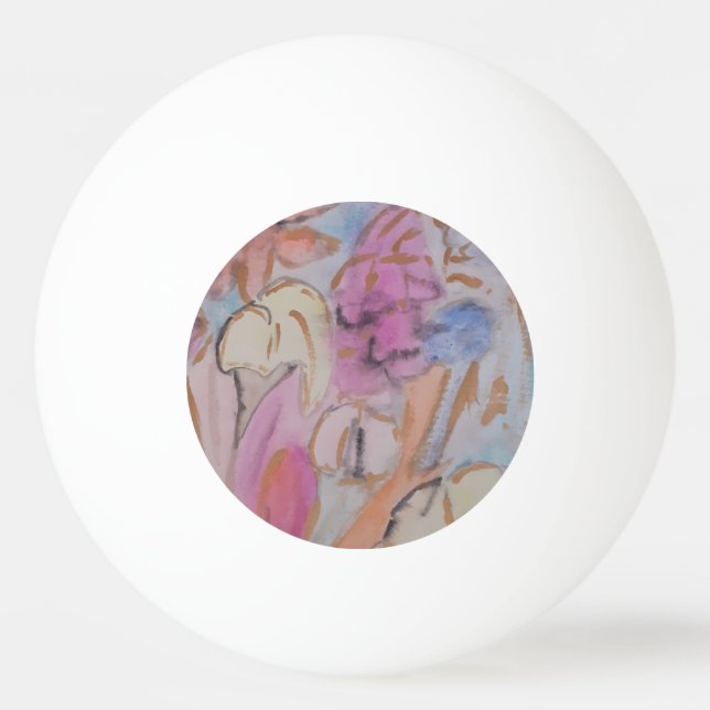 Pelota De Ping Pong Resumen Pastel Floral (Anverso)