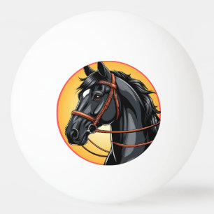 Pelota De Ping Pong Retrato de caballo negro elegante