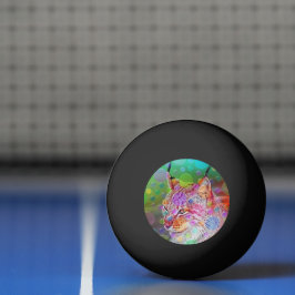 Pelota De Ping Pong Retrato de Lynx colorido, arte abstracto