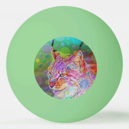 Pelota De Ping Pong Retrato de Lynx colorido, arte abstracto