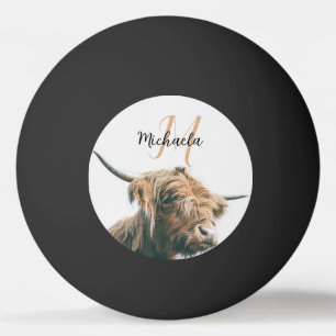 Pelota De Ping Pong Retrato de vaca de Highland nombre personalizado m