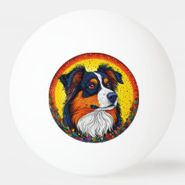 Pelota De Ping Pong Retrato Ilustrado Vibrante de un Perro