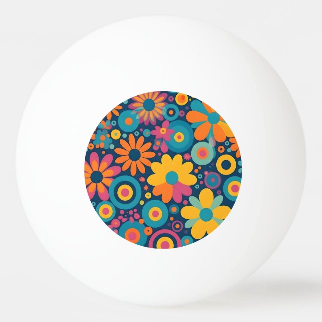 Pelota De Ping Pong Retro Floral Burst (Anverso)