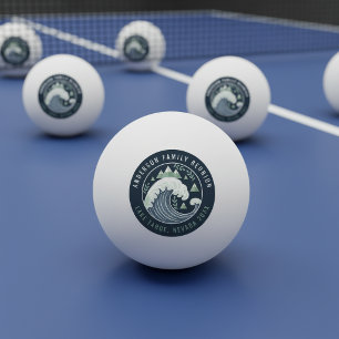 Pelota De Ping Pong Reunión Familiar en Mountain Lake Motivo Redondo I