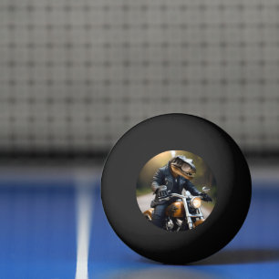 Pelota De Ping Pong Rex Revved Up: T-Rex en Leathers en motocicleta,