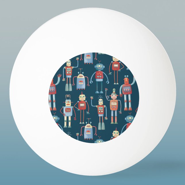 Pelota De Ping Pong Robots estilo retro de los años 1950 (Retro robots fun ping pong ball)