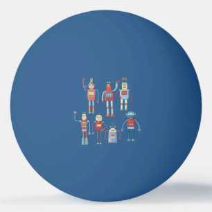 Pelota De Ping Pong Robots Retro Cute