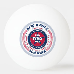 Pelota De Ping Pong Rojo, Blanco y Azul Círculo de Nueva Jersey