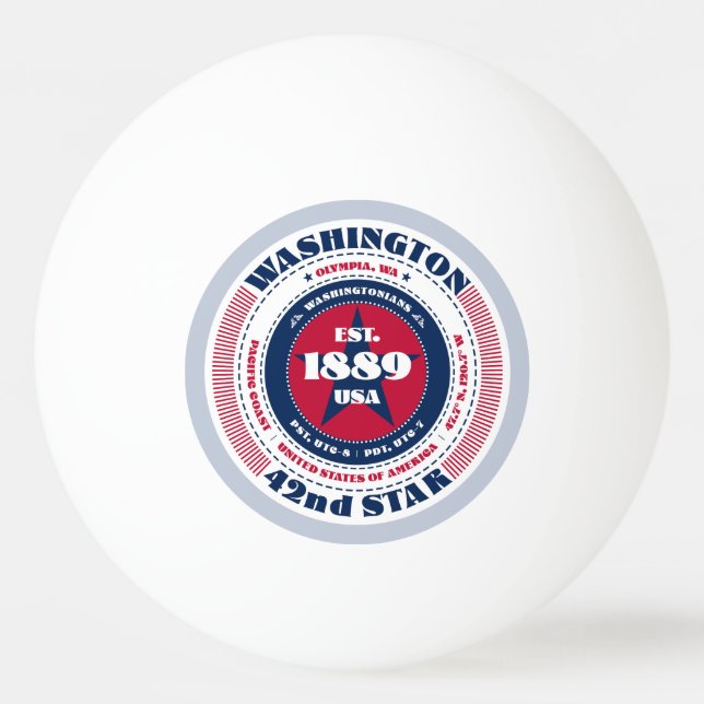 Pelota De Ping Pong Rojo, blanco y azul círculo de Washington (Anverso)
