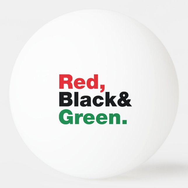 Pelota De Ping Pong Rojo, Negro y Verde. (Anverso)