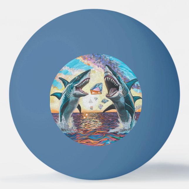 Pelota De Ping Pong Rompiendo el Glamour Chomp-Shark por joyas brillan (Anverso)