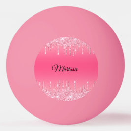 Pelota De Ping Pong Rosa Caliente Con Perforaciones De Purpurina Plata