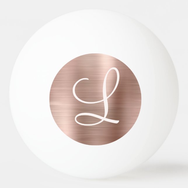 Pelota De Ping Pong Rosa de moda Monograma rosa Metalizado cepillado d (Anverso)