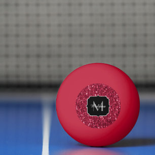 Pelota De Ping Pong Rosa oscuro rojo magenta monograma de destellos fa