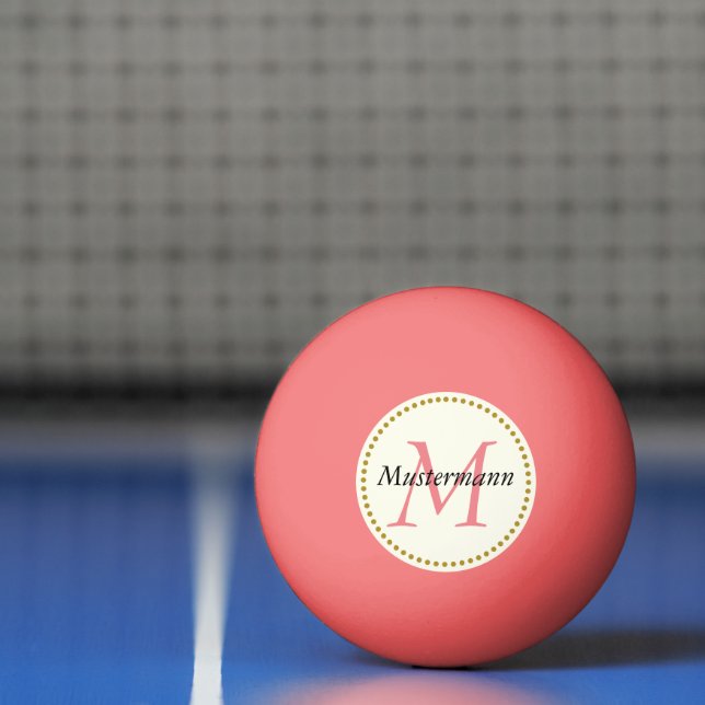 Pelota De Ping Pong Rosa personalisiert mit Monogramm (Neto)