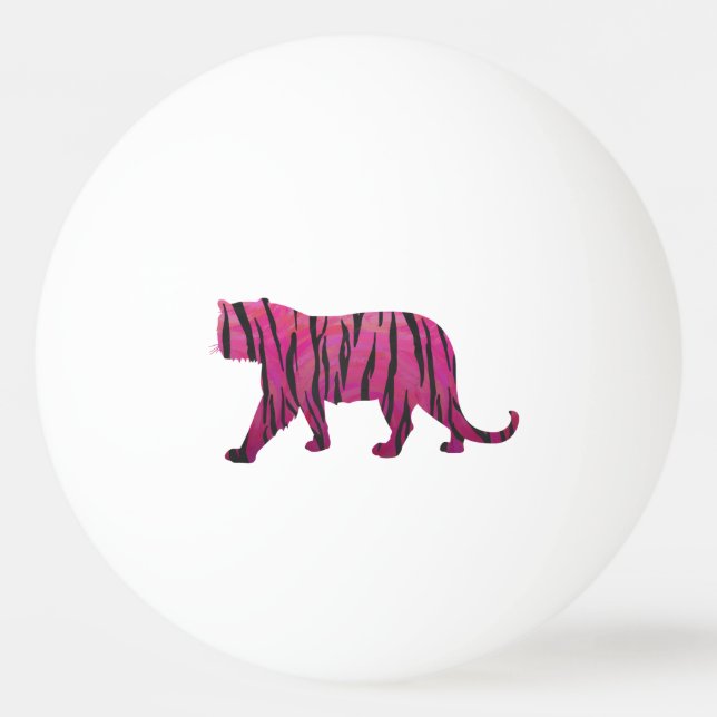 Pelota De Ping Pong Rosa y negro del tigre de la silueta (Reverso)