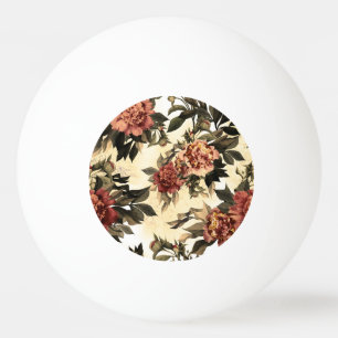 Pelota De Ping Pong Rosas de acuarela floral, patrón de peonies.