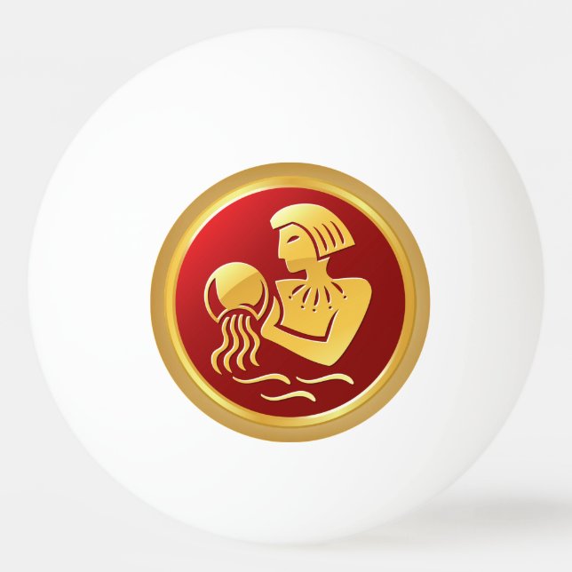 Pelota De Ping Pong Rótulo Aquarius Zodiac (Anverso)