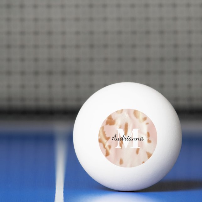 Pelota De Ping Pong Rubor Pink Tan Southwest Faux Piel de vaca Cowgirl (Neto)