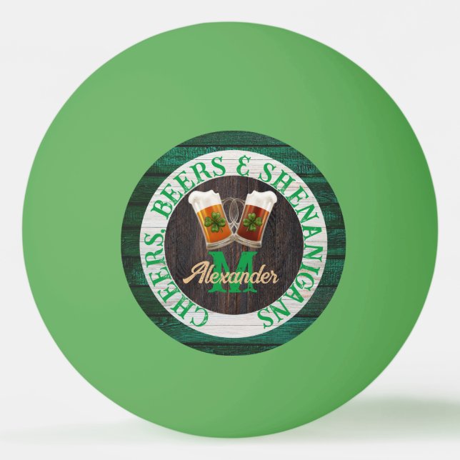 Pelota De Ping Pong Rustic Wood Cheers Beers Shenanigans (Anverso)