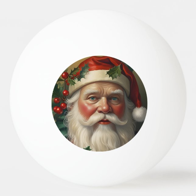 Pelota De Ping Pong Santa con Mistletoe (Anverso)