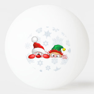 Pelota De Ping Pong Santa y Elf Cute y graciosos personajes Peeking