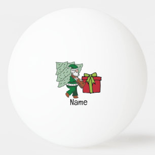 Pelota De Ping Pong Santa y la caja de regalo roja y de árbol de Navid