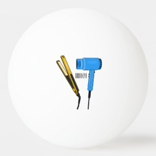 Pelota De Ping Pong Secador de pelo y ilustracion de alisador de pelo