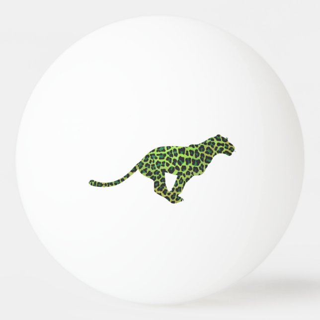 Pelota De Ping Pong Silhouette Leopardo negro y verde (Anverso)