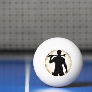 Pelota De Ping Pong Silueta de mecánico con llave sobre el hombro