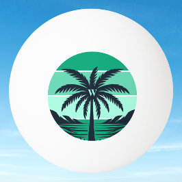 Pelota De Ping Pong Silueta de palmera Monograma verde rayado negro