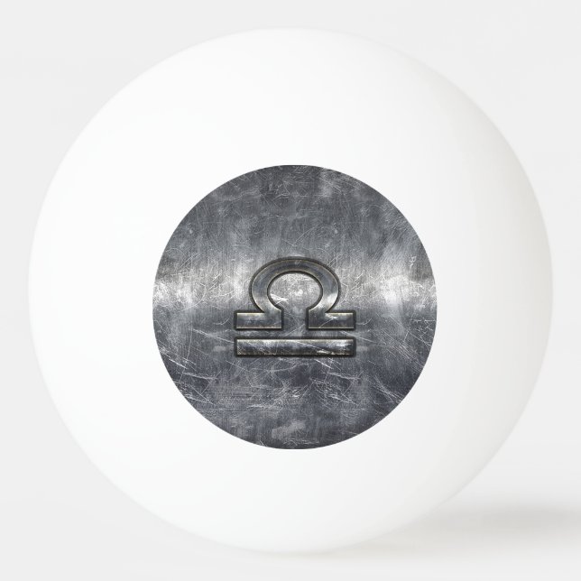 Pelota De Ping Pong Simbol libra zodiaco estilo acero plateado (Anverso)