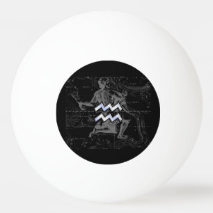 Pelota De Ping Pong Símbolo cromado tipo Aquarius Zodiac en Hevelius