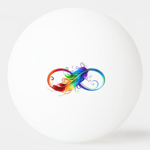 Pelota De Ping Pong Símbolo infinito con plumas arcoiris