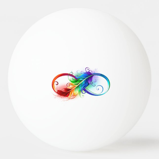 Pelota De Ping Pong Símbolo infinito con plumas arcoiris (Anverso)