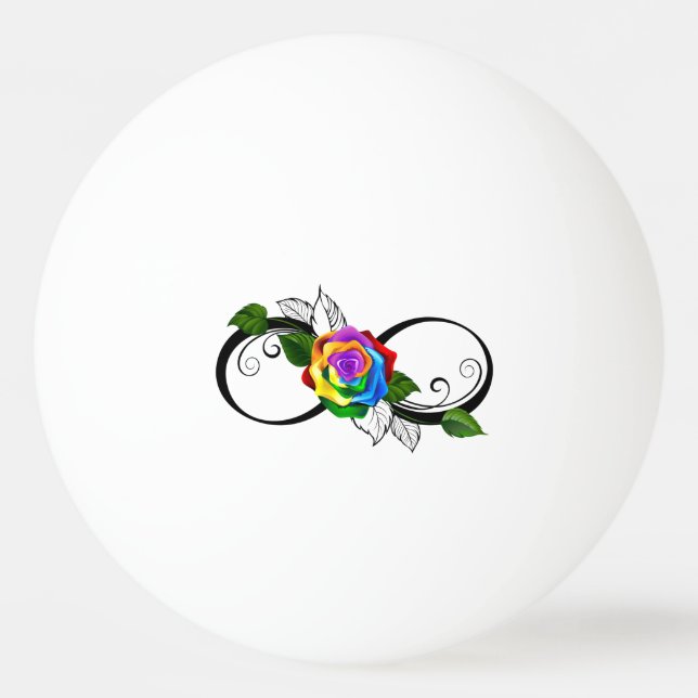 Pelota De Ping Pong Símbolo infinito con Rosa arcoiris (Anverso)