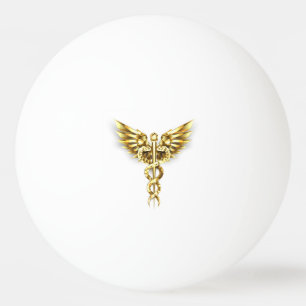Pelota De Ping Pong Símbolo poligonal de oro Caduceus