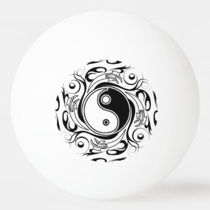 Pelota De Ping Pong Símbolo Yin & Yang estilo Tatuaje blanco y negro