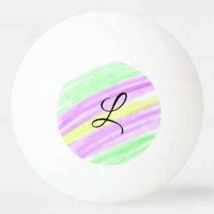 Pelota De Ping Pong Simple verde púrpura acuarela añade tu monograma n